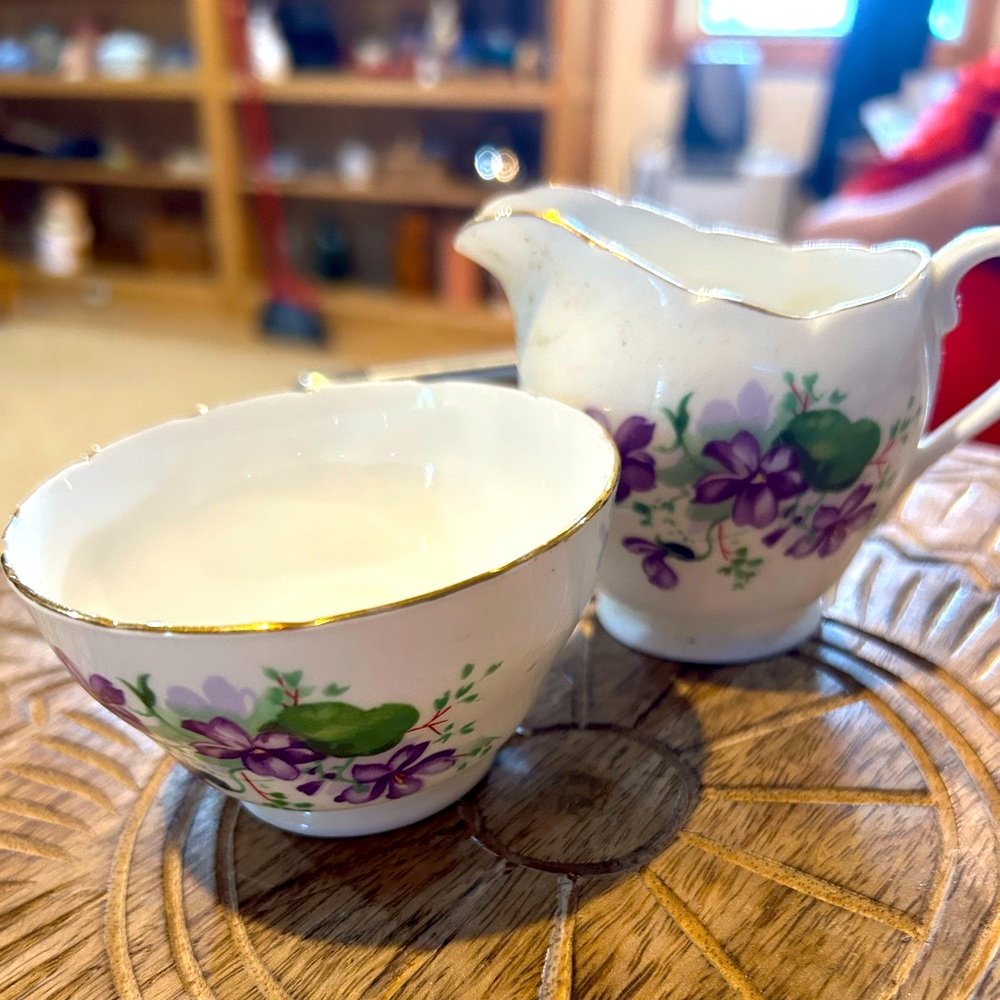 Adderley Floral Creamer and Sugar Bowl Set